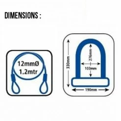 Antivol Vélo Combiné U Et Cable à Clefs - Oxford -Antivols vélo Soldes antivol velo combine u et cable a clefs oxford full 3
